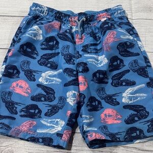 Cat & Jack Boys Dinosaur Print Swim Trunks - Blue and Pink